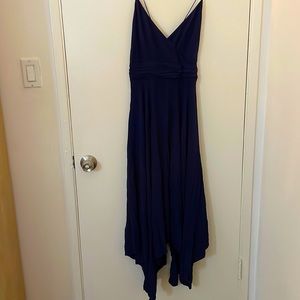 & Other Stories Spaghetti strap navy blue dress.